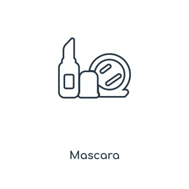 modaya uygun bir tasarım tarzında rimel simgesi. Beyaz arka plan üzerinde izole maskara simgesi. maskara vektör simgesi basit ve modern düz simgesi web sitesi, mobil, logo, app, UI. maskara simge vektör çizim, Eps10.