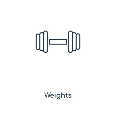 modaya uygun bir tasarım tarzı ağırlıkları simgesi. Beyaz arka plan üzerinde izole ağırlıkları simgesi. ağırlıkları simgesi basit vektör ve modern düz UI uygulaması, web sitesi, mobil, logo, sembol. ağırlıkları simge vektör çizim, Eps10.