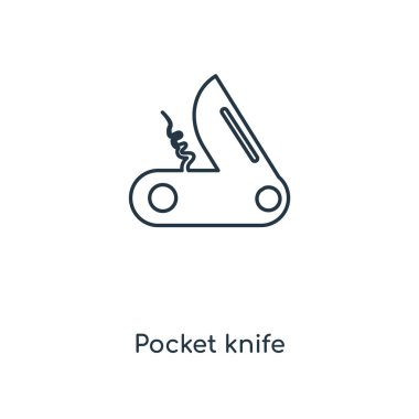 modaya uygun bir tasarım tarzı cep bıçak simgesi. Cep bıçak simgesi beyaz arka plan üzerinde izole. Cep bıçak vektör simgesi basit ve modern düz simgesi web sitesi, mobil, logo, app, UI. Cep bıçak simge vektör çizim, Eps10.