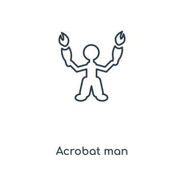 Acrobat adam simgesine modaya uygun bir tasarım tarzı. acrobat adam simgesi beyaz arka plan üzerinde izole. Acrobat adam vektör simgesi basit ve modern düz simgesi web sitesi, mobil, logo, app, UI. Acrobat adam simge vektör çizim, Eps10.