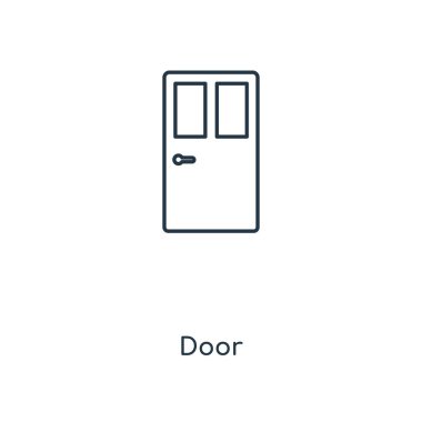 modaya uygun bir tasarım tarzı kapı simgesi. Beyaz arka plan üzerinde izole kapı simgesi. Kapı vektör simgesi basit ve modern düz simgesi web sitesi, mobil, logo, app, UI. Kapı simge vektör çizim, Eps10.