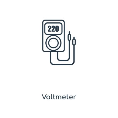 modaya uygun bir tasarım tarzı voltmetre simgesi. Beyaz arka plan üzerinde izole voltmetre simgesi. Voltmetre vektör simgesi basit ve modern düz simgesi web sitesi, mobil, logo, app, UI. Voltmetre simge vektör çizim, Eps10.