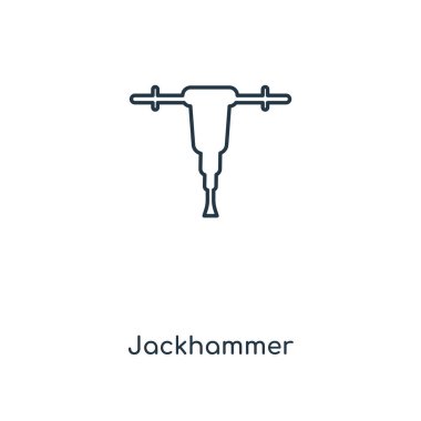 modaya uygun bir tasarım tarzı jackhammer simgesi. Beyaz arka plan üzerinde izole jackhammer simgesi. jackhammer vektör simgesi basit ve modern düz simgesi web sitesi, mobil, logo, app, UI. jackhammer simge vektör çizim, Eps10.