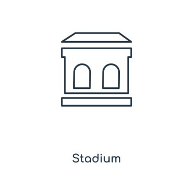 modaya uygun bir tasarım tarzı Stadyumu simgesi. Beyaz arka plan üzerinde izole Stadyumu simgesi. Stadyum vektör simgesi basit ve modern düz simgesi web sitesi, mobil, logo, app, UI. Stadyum simge vektör çizim, Eps10.
