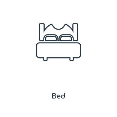 modaya uygun bir tasarım tarzı yatak simgesi. Beyaz arka plan üzerinde izole yatak simgesi. Yatak vektör simgesi basit ve modern düz simgesi web sitesi, mobil, logo, app, UI. Yatak simge vektör çizim, Eps10.