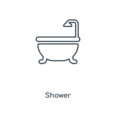 modaya uygun bir tasarım tarzı duş simgesi. Beyaz arka plan üzerinde izole duş simgesi. duş vektör simgesi basit ve modern düz simgesi web sitesi, mobil, logo, app, UI. duş simge vektör çizim, Eps10.