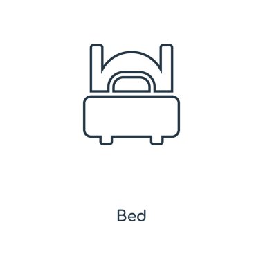 modaya uygun bir tasarım tarzı yatak simgesi. Beyaz arka plan üzerinde izole yatak simgesi. Yatak vektör simgesi basit ve modern düz simgesi web sitesi, mobil, logo, app, UI. Yatak simge vektör çizim, Eps10.