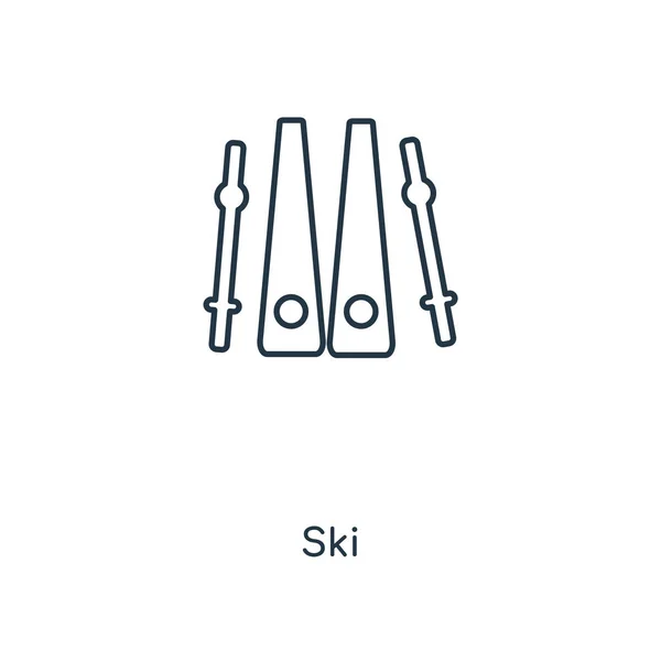 Икона Лыж Модном Стиле Дизайна Лыжный Значок Белом Фоне Иконка — стоковый вектор