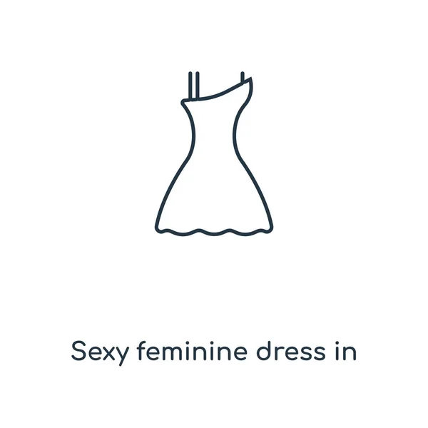 Сексуальное Женственное Платье Черной Концептуальной Линии Линейное Сексуальное Женское Платье — стоковый вектор