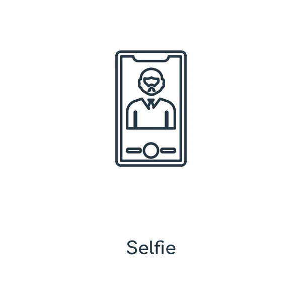トレンディなデザイン スタイルの Selfie アイコン Selfie アイコンは 白い背景で隔離 Selfie Web サイト — ストックベクタ