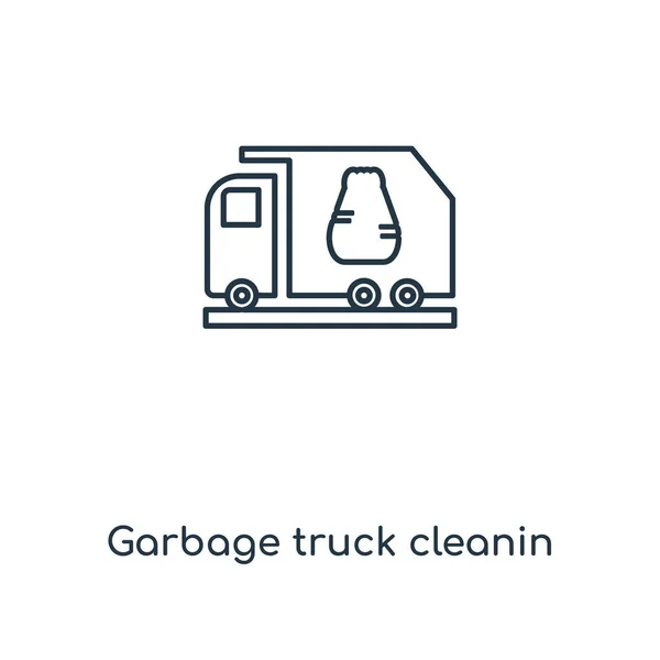 Basura Camión Limpieza Concepto Icono Línea Linear Garbage Truck Cleanin — Vector de stock
