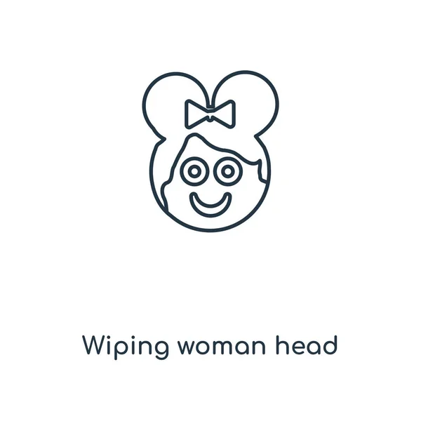 トレンディなデザイン スタイルの女性ヘッド アイコンを拭きます 白い背景で隔離の女性ヘッド アイコンを拭きます 女性の Web サイト アプリ 頭ベクトル — ストックベクタ