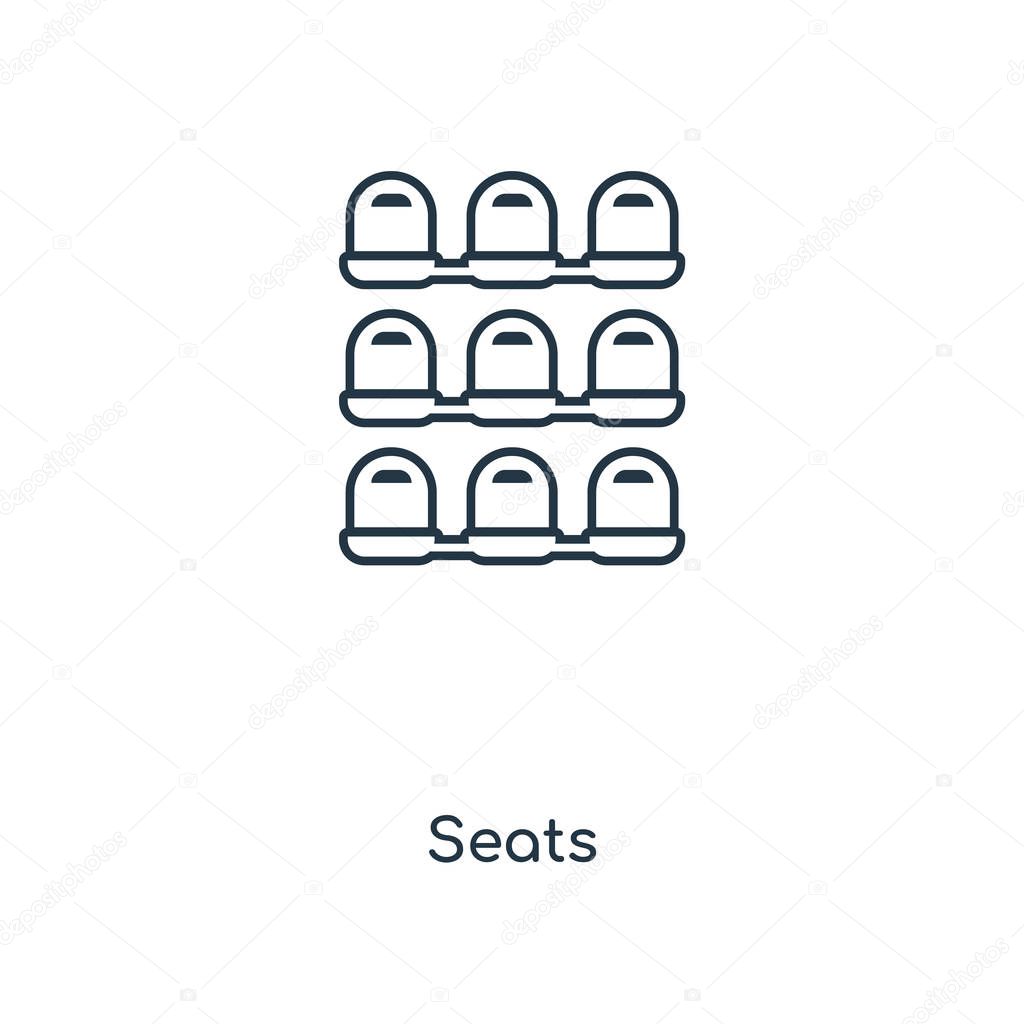 seats icon in trendy design style. seats icon isolated on white background. seats vector icon simple and modern flat symbol for web site, mobile, logo, app, UI. seats icon vector illustration, EPS10.