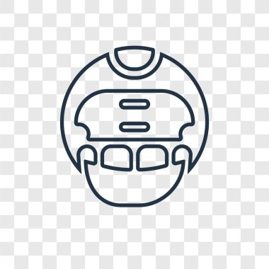 Amerikan futbol kask kavramı vektör lineer simgesini şeffaf arka plan, Amerikan futbol kask kavramı saydamlık kavramı anahat tarzı üzerinde izole