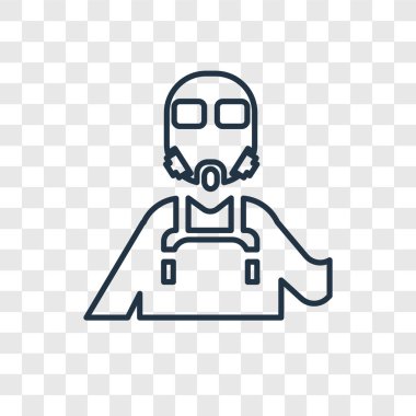 Askeri adam koruma kavramı vektör lineer simgesi olan şeffaf arka plan üzerinde askeri adam koruma kavramı saydamlık kavramı anahat tarzı ile izole