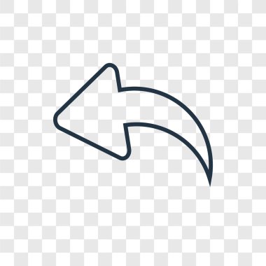 modaya uygun bir tasarım stili simgesini sola Bükülü Oka. saydam arka plan üzerinde izole sola Bükülü Oka simgesi. sol ok vektör simgesi basit kavisli ve modern düz UI uygulaması, web sitesi, mobil, logo, sembol.