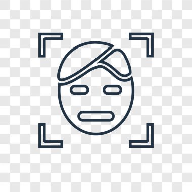 yüz tanıma simgesini modaya uygun bir tasarım tarzı. yüz tanıma simgesini şeffaf arka plan üzerinde izole. yüz tanıma vektör simgesi basit ve modern düz simgesi web sitesi, mobil, logo, app, Kullanıcı arabirimi.