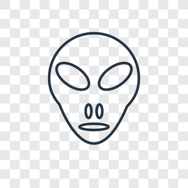 Şeffaf arka plan, küçük Extraterrestial kavramı saydamlık kavramı anahat tarzı üzerinde izole küçük Extraterrestial kavramı vektör lineer simgesi