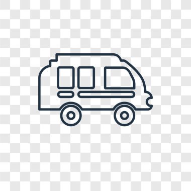 Camper van simgesi modaya uygun bir tasarım tarzı. camper van simgesi üzerinde şeffaf arka plan izole. Camper van vektör simgesi basit ve modern düz simgesi web sitesi, mobil, logo, app, UI. Camper van simge vektör çizim, Eps10.