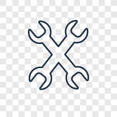 modaya uygun bir tasarım tarzı Wrench kutsal kişilerin resmi. İngiliz anahtarı simgesini şeffaf arka plan üzerinde izole. İngiliz anahtarı vektör simgesi basit ve modern düz simgesi web sitesi, mobil, logo, app, UI. simge vektör çizim, Eps10 anahtarı.