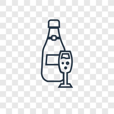 Şampanya simgesi modaya uygun bir tasarım tarzı. Şampanya simgesi üzerinde şeffaf arka plan izole. Şampanya vektör simgesi basit ve modern düz simgesi web sitesi, mobil, logo, app, UI. Şampanya simge vektör çizim, Eps10.