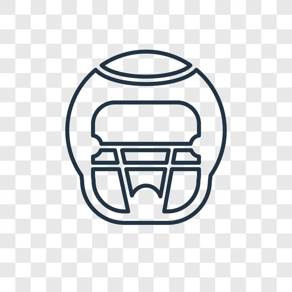 アメリカン フットボール用ヘルメット概念ベクトルの線形アイコンが透明な背景 アウトラインのスタイルのアメリカン フットボール用ヘルメット コンセプト透明性概念に分離 — ストックベクタ