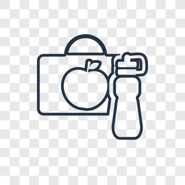 modaya uygun bir tasarım tarzı öğle yemeği kutusu simgesi. Öğle yemeği kutusu simgesini şeffaf arka plan üzerinde izole. Öğle yemeği kutusu vektör simgesi basit ve modern düz simgesi web sitesi, mobil, logo, app, UI. Öğle yemeği kutusu simge vektör çizim, Eps10.