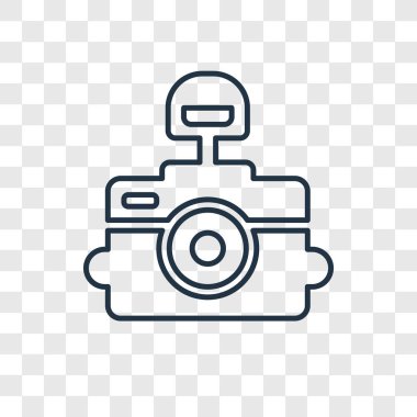 Fotoğraf makinesi simgesiyle şeffaf arka plan, fotoğraf makinesi flaş kavramı saydamlık kavramı anahat tarzı ile izole Flash kavramı vektör lineer