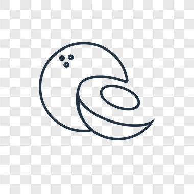 Hindistan cevizi simgesi modaya uygun bir tasarım tarzı. Hindistan cevizi simgesi üzerinde şeffaf arka plan izole. Hindistan cevizi vektör simgesi basit ve modern düz simgesi web sitesi, mobil, logo, app, UI. Hindistan cevizi simge vektör çizim, Eps10.