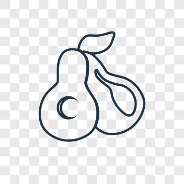 Avokado simgesi modaya uygun bir tasarım tarzı. Avokado simgesi üzerinde şeffaf arka plan izole. Avokado vektör simgesi basit ve modern düz simgesi web sitesi, mobil, logo, app, UI. Avokado simge vektör çizim, Eps10.