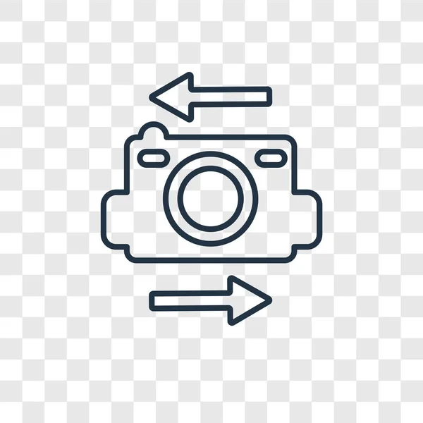 トレンディなデザイン スタイルのカメラのアイコンを反転します フリップ カメラのアイコンが透明な背景に分離されました カメラの Web サイト アプリ ベクトル アイコン — ストックベクタ