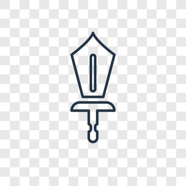 modaya uygun bir tasarım tarzı kılıç simgesi. saydam arka plan üzerinde izole kılıç simgesi. kılıç simgesi basit vektör ve modern düz UI uygulaması, web sitesi, mobil, logo, sembol. kılıç simge vektör çizim, Eps10.