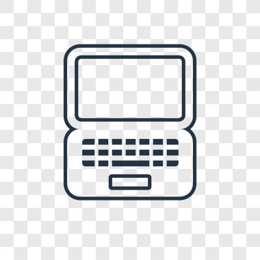 modaya uygun bir tasarım tarzı dizüstü bilgisayar kutsal kişilerin resmi. dizüstü bilgisayar simgesini şeffaf arka plan üzerinde izole. Dizüstü vektör simgesi basit ve modern düz simgesi web sitesi, mobil, logo, app, UI. Dizüstü simge vektör çizim, Eps10.