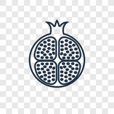 modaya uygun bir tasarım tarzı yarım nar simgesi. saydam arka plan üzerinde izole yarım nar simgesi. yarım nar vektör simgesi basit ve modern düz UI uygulaması, web sitesi, mobil, logo, sembol. yarım nar simge vektör çizim, Eps10.