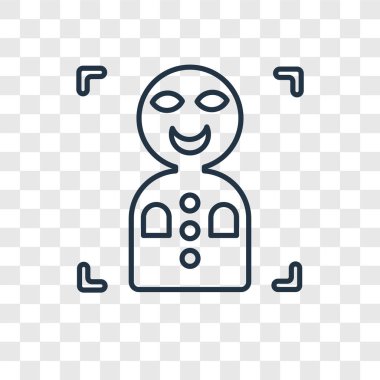 yüz tanıma simgesini modaya uygun bir tasarım tarzı. yüz tanıma simgesini şeffaf arka plan üzerinde izole. yüz tanıma vektör simgesi basit ve modern düz simgesi web sitesi, mobil, logo, app, Kullanıcı arabirimi.