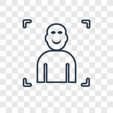 yüz tanıma simgesini modaya uygun bir tasarım tarzı. yüz tanıma simgesini şeffaf arka plan üzerinde izole. yüz tanıma vektör simgesi basit ve modern düz simgesi web sitesi, mobil, logo, app, Kullanıcı arabirimi.