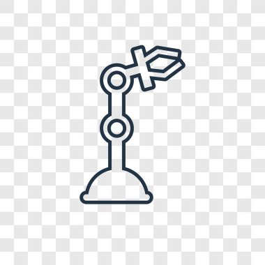 Robotik kol simgesi modaya uygun bir tasarım tarzı. Robotik kol simgesi üzerinde şeffaf arka plan izole. Robotik kol vektör simgesi basit ve modern düz simgesi web sitesi, mobil, logo, app, UI. Robotik kol simge vektör çizim, Eps10.