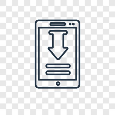 Smartphone ve Download ok kavramı vektör lineer simgesini şeffaf arka plan üzerinde Smartphone izole ve ok kavramı saydamlık kavramı anahat tarzı Download