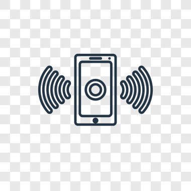 Smartphone ile kablosuz bağlantı kavramı vektör lineer simgesi üzerinde şeffaf arka plan, Smartphone kablosuz bağlantı kavramı saydamlık kavramı anahat tarzı ile izole