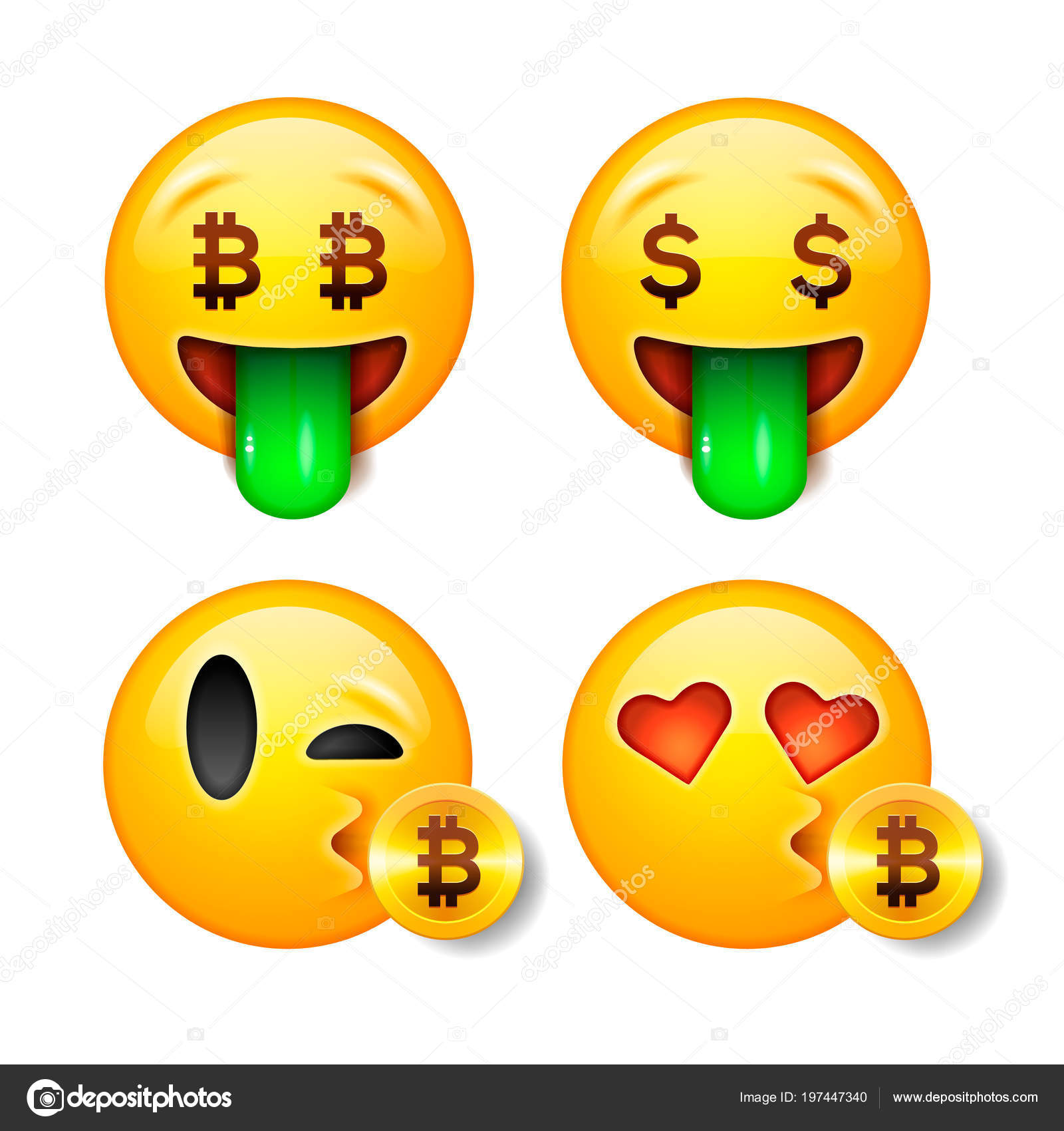 Bitcoin Emoji / Bitcoin Smiley Emoji Set, Emoticon Smiling