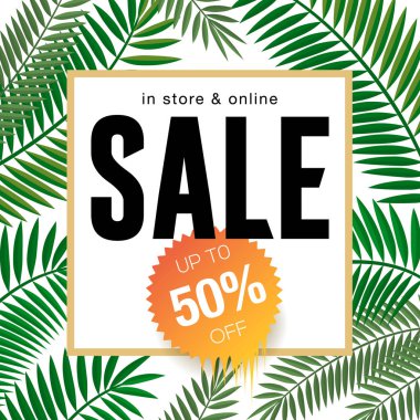 Pankartlar, duvar kağıtları, el ilanları, davetiyeler, posterler, broşürler, kupon indirimi için yaz indirimi planı. Vektör illüstrasyon şablonu.