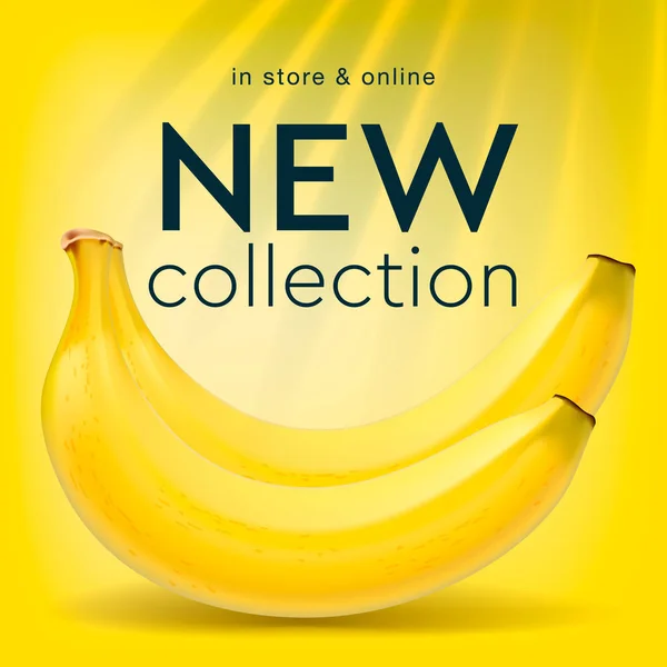 Новая Коллекция Шаблон Социальных Сетей Интернет Магазина Банановый Фон Векторная — стоковый вектор