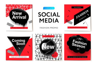 Sosyal Medya mobil uygulamaları için modern promosyon kare web banner. Şık moda sahil yolu afiş soyut desen, vektör çizim ile online alışveriş için