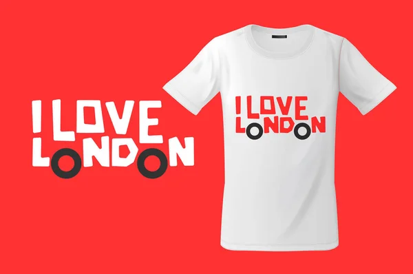 Miluji Londýn. Tisk na trička, mikiny a suvenýrů, pouzdra pro mobilní telefony, vektorové ilustrace. — Stockový vektor