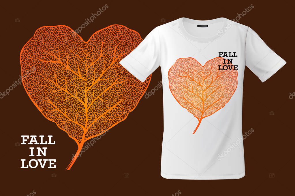 Fall in love. Print on T-shirt, sweatshirts and souvenirs and other uses, vector illustration