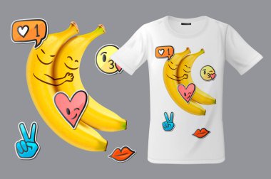 Modern t-shirt baskı tasarımı ile komik muz ve ifadeler, tişörtü ve Hatıra Eşyası, durumlar için cep telefonları için kullanın, illüstrasyon vektör.