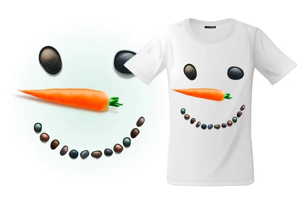 Modernes T-Shirt-Print-Design mit lustigem Schneemanngesicht, Verwendung für Sweatshirts, Souvenirs und andere Anwendungen, Vektorillustration. — Stockvektor