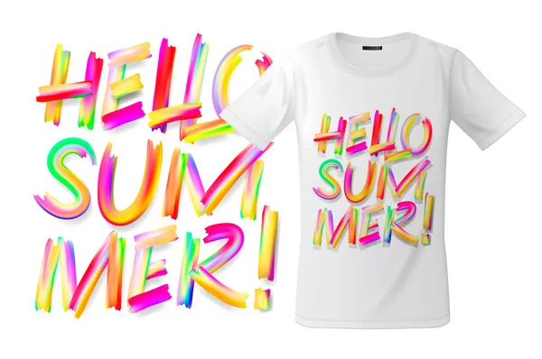 Hello nyári póló design, pulóverek, ajándéktárgyak és egyéb modern nyomtató használata használ, vektoros illusztráció. — Stock Vector