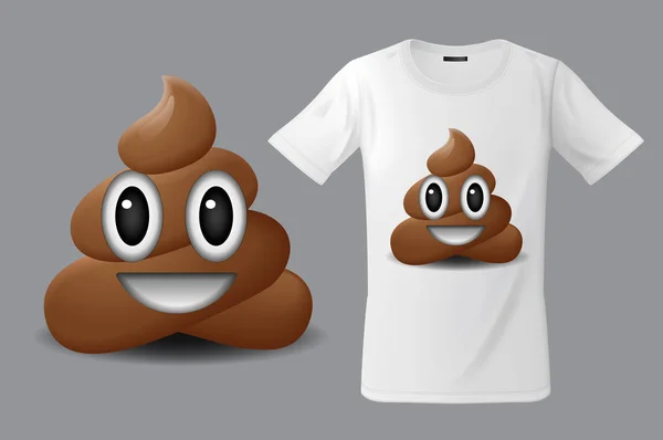 Modernes T-Shirt-Print-Design mit Scheiß-Emoticon, lächelndem Gesicht, Emoji, Verwendung für Sweatshirts, Souvenirs und andere Anwendungen, Vektorillustration. — Stockvektor