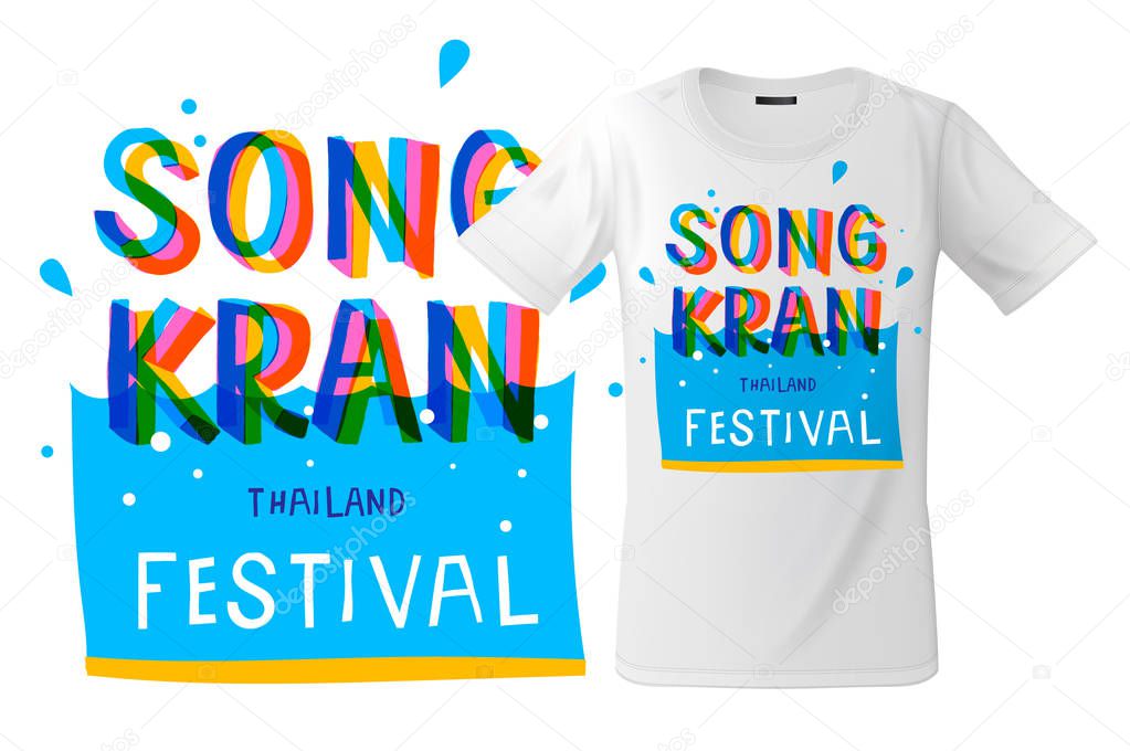 Songkran Festival in Thailand, Thai New Year, T-shirt design, modern print use for sweatshirts, souvenirs and other uses, vector illustration.